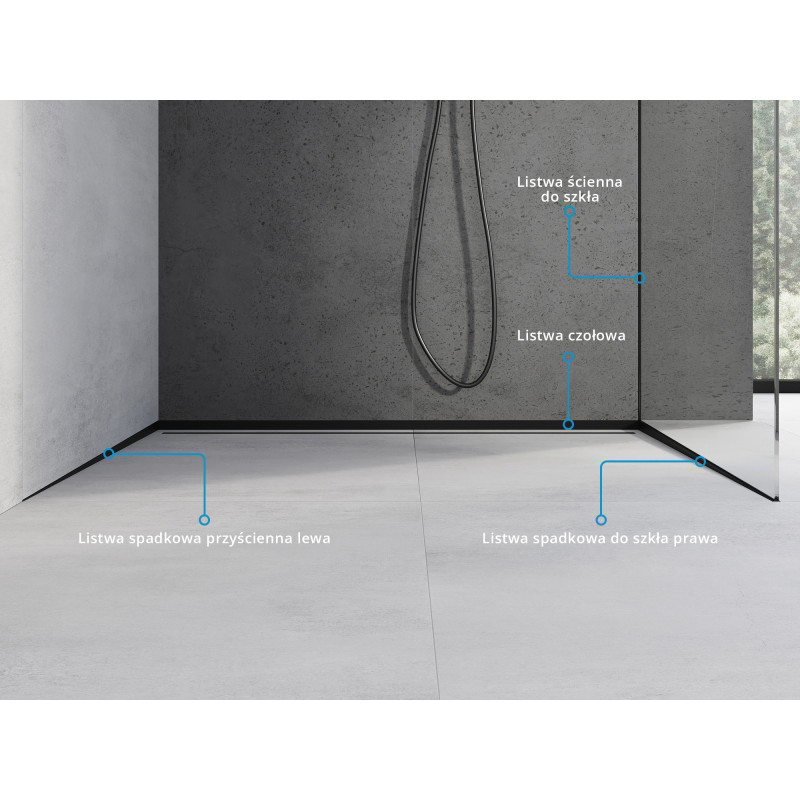 Mexen Line-B bande de pente pour verre 180 cm droite, noire - 187004180R