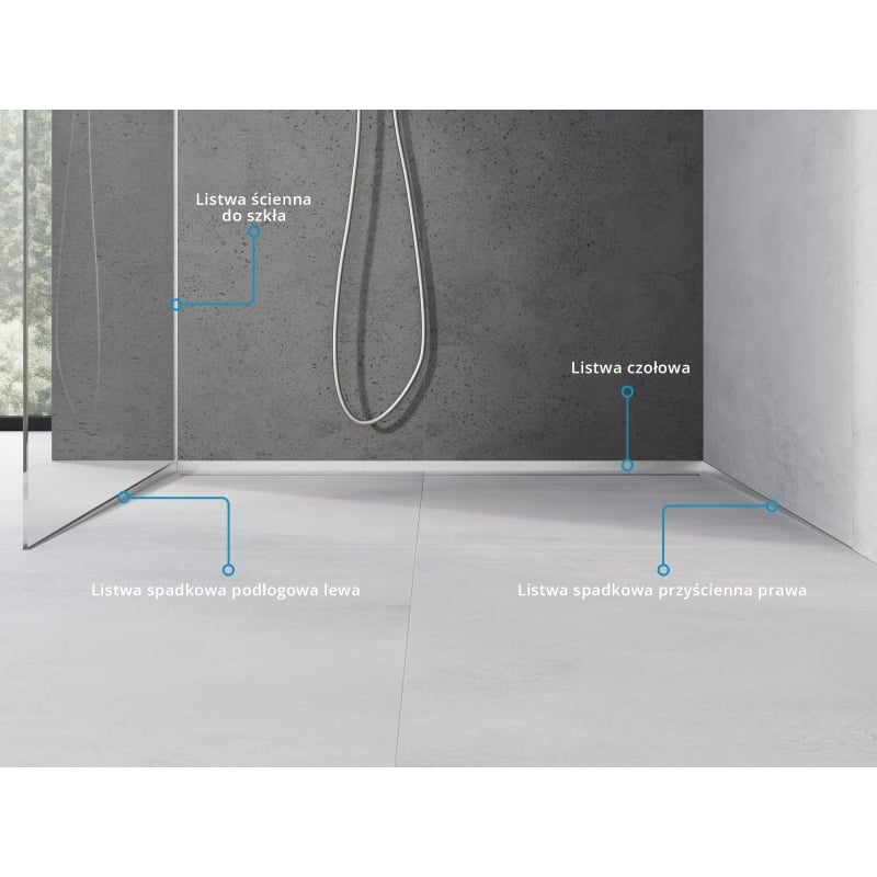 Mexen Line-B bande de seuil pour verre 120 cm gauche, inox - 181004120L