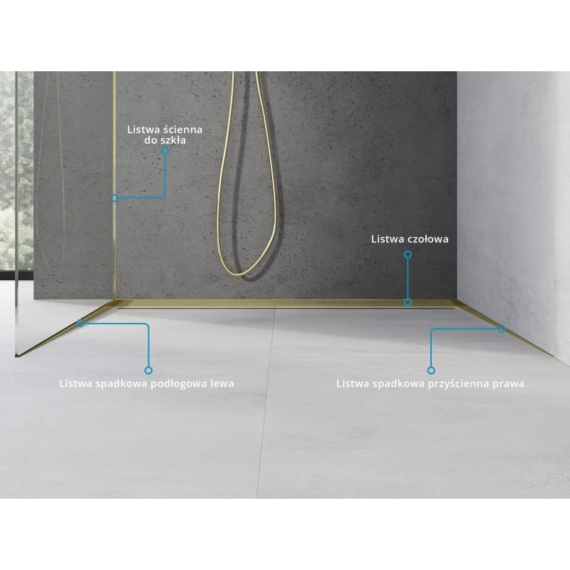 Mexen Line-B rail de pente pour verre 180 cm gauche, doré - 185004180L