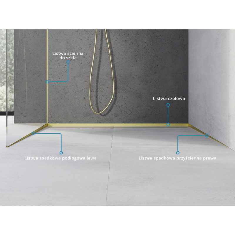 Mexen Line-B corniche inclinée pour verre 120 cm gauche, brosse dorée - 185504120L