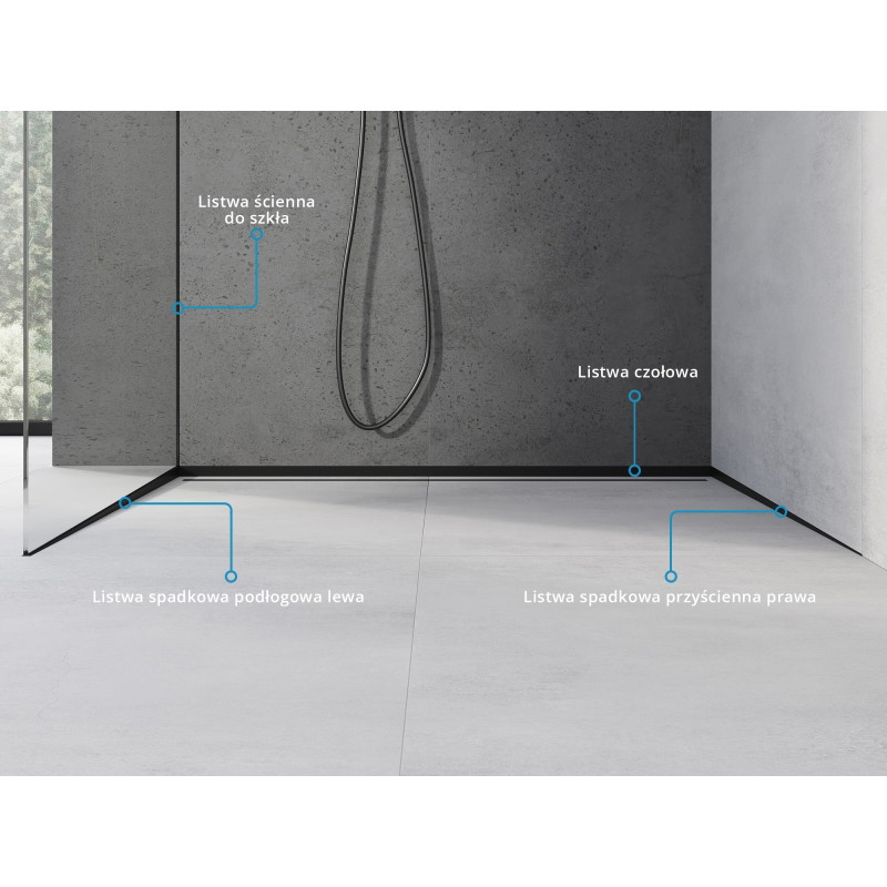 Mexen Line-B profil de pente pour verre 120 cm gauche, noir - 187004120L