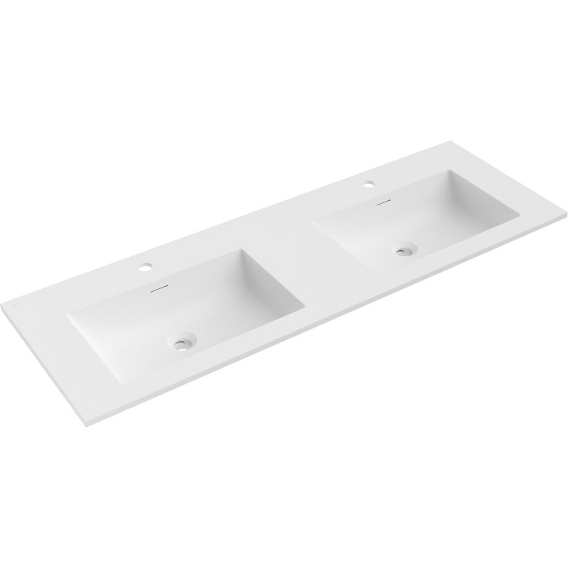 Mexen Otis double vasque encastrée dans le plan 141 x 46,5 cm, blanc mat - 25181401D