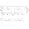 Mexen Otis lavabo intégré double 141 x 46,5 cm, blanc mat - 25181401D