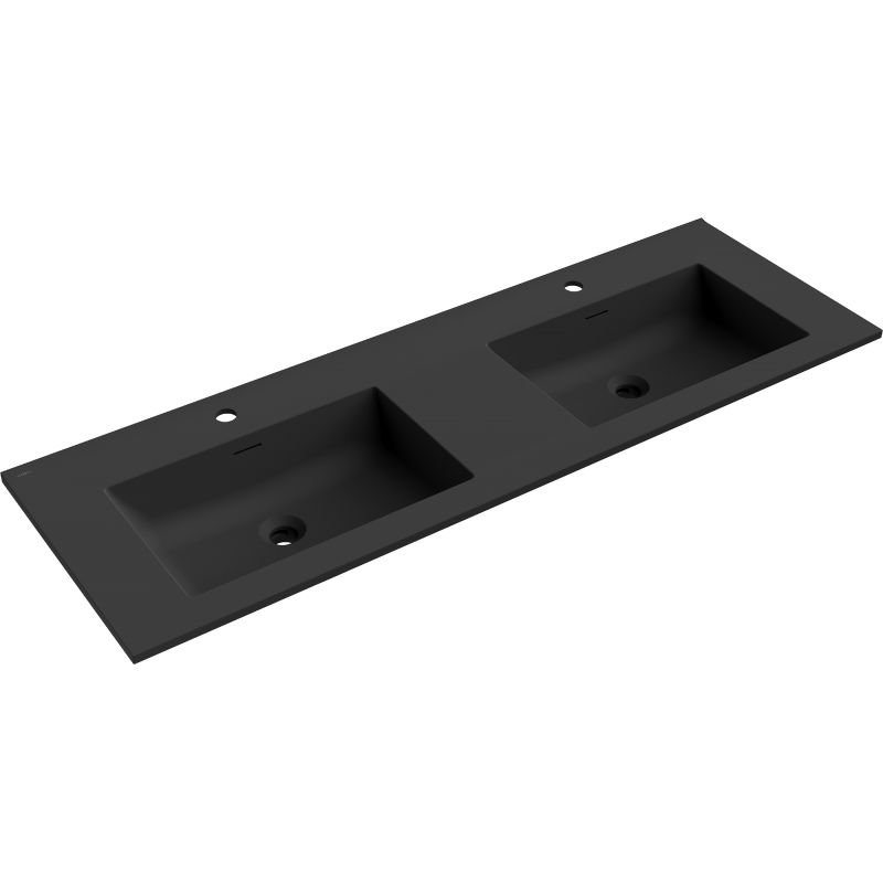 Mexen Otis lavabo encastré double 141 x 46,5 cm, noir mat - 25181471D