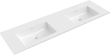 Mexen Otis lavabo encastré dans le plan double 161 x 46,5 cm, blanc brillant - 25181600D