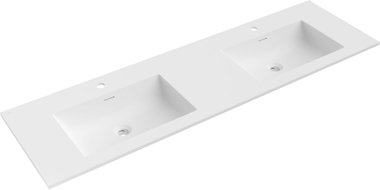 Mexen Otis double vasque encastrée 161 x 46,5 cm, blanc mat - 25181601D