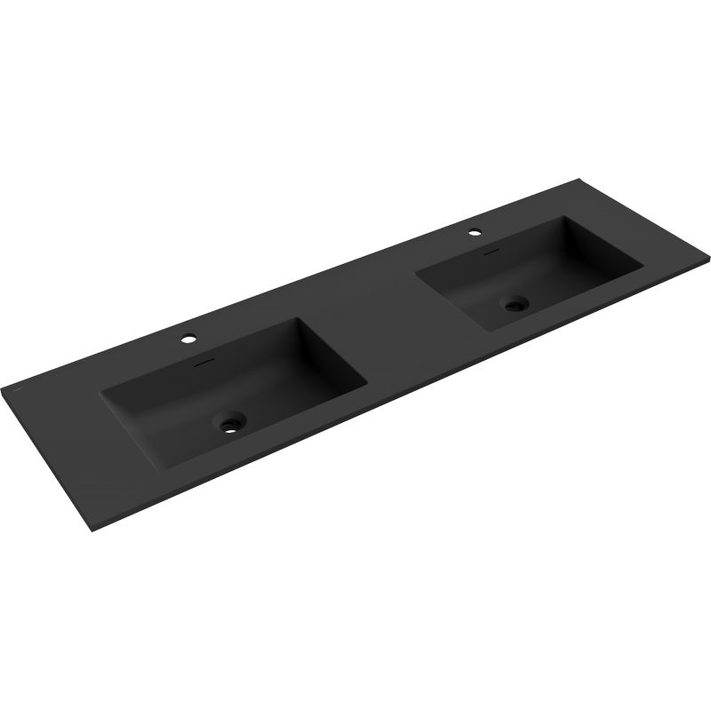 Mexen Otis lavabo encastré double 161 x 46,5 cm, noir mat - 25181671D