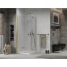 Mexen Lima cabine de douche pliante 100 x 100 cm, transparent, dorée + receveur Flat - 856-100-100-50-00-4010