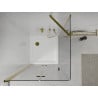 Mexen Lima cabine de douche pliante 100 x 100 cm, transparent, dorée + receveur Flat - 856-100-100-50-00-4010