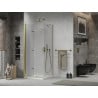 Mexen Lima cabine de douche pliante 100 x 100 cm, transparent, dorée + receveur Flat - 856-100-100-50-00-4010