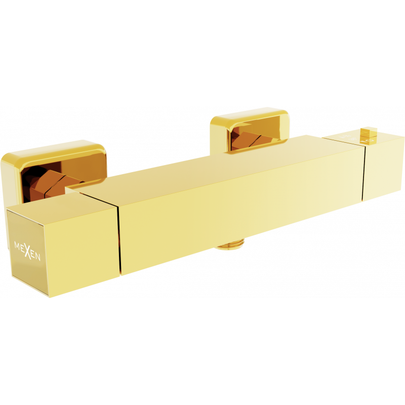 Mexen Cube robinet de douche thermostatique, doré - 77200-50