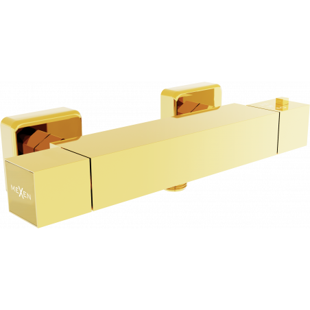 Mexen Cube robinet de douche thermostatique, doré - 77200-50