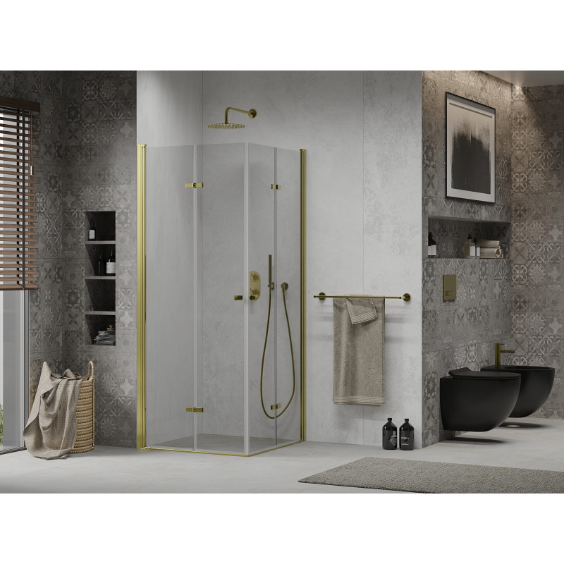 Mexen Lima Double cabine de douche pliante 80 x 80 cm, transparent, or - 856-080-080-50-00-02