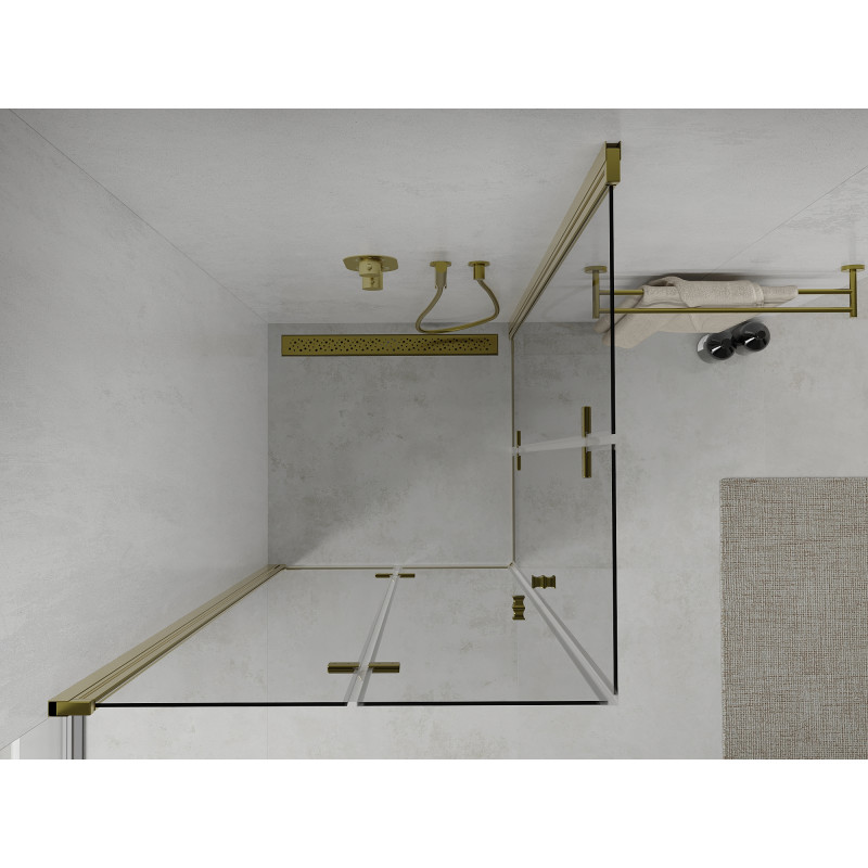 Mexen Lima Double cabine de douche pliante 80 x 80 cm, transparent, or - 856-080-080-50-00-02
