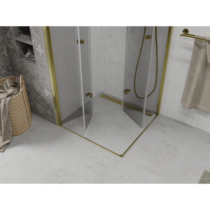 Mexen Lima Double cabine de douche pliante 80 x 80 cm, transparent, or - 856-080-080-50-00-02