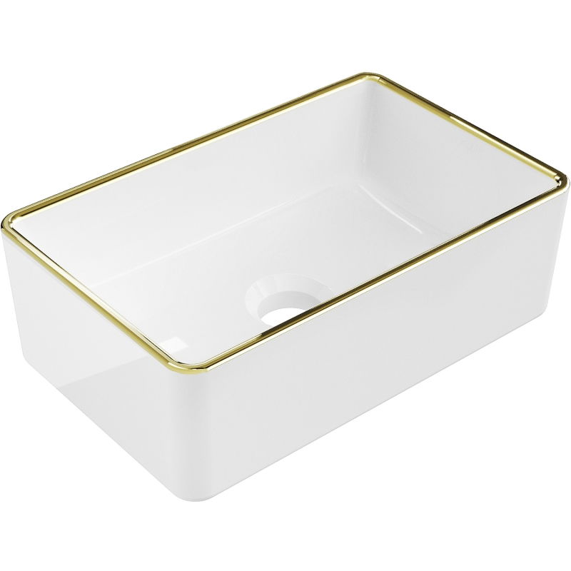 Mexen Nadia lavabo de comptoir 36 x 23 cm, blanche/bord en or - 21613605