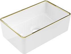 Mexen Nadia lavabo de comptoir 36 x 23 cm, blanche/bord en or - 21613605