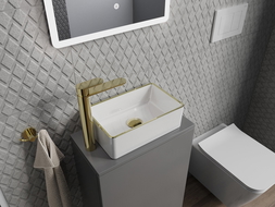 Mexen Nadia lavabo de comptoir 36 x 23 cm, blanche/bord en or - 21613605