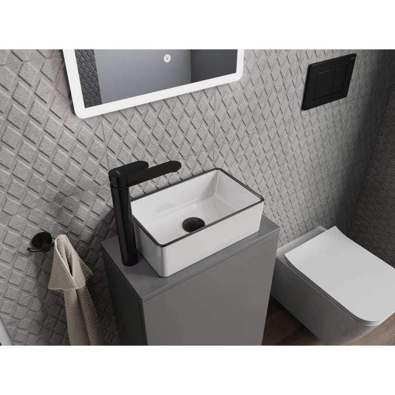 Mexen Nadia lavabo sur comptoir 36 x 23 cm, bord blanc/noir - 21613607