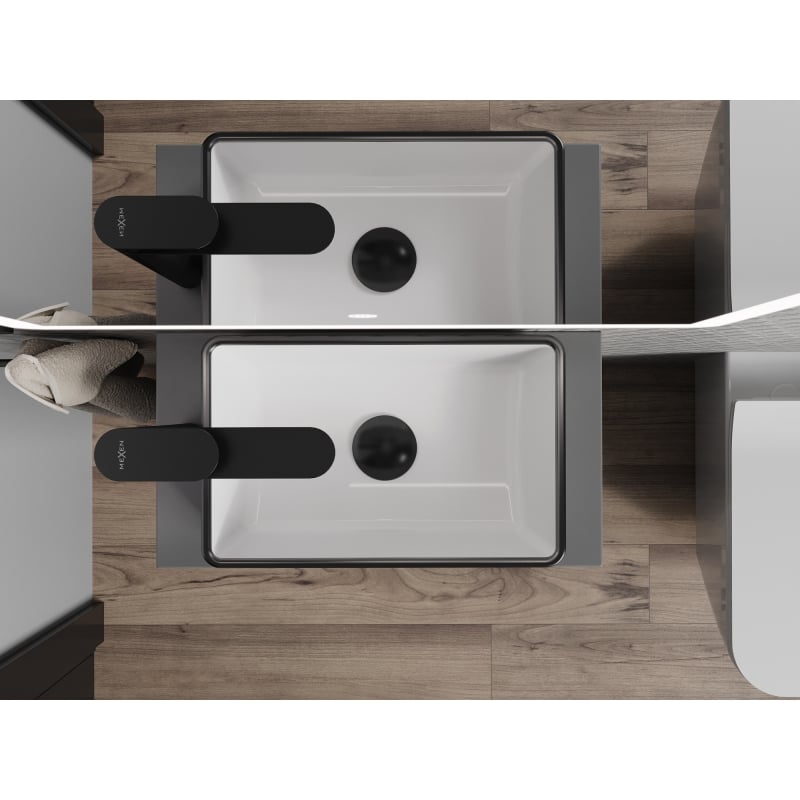 Mexen Nadia lavabo sur comptoir 36 x 23 cm, bord blanc/noir - 21613607
