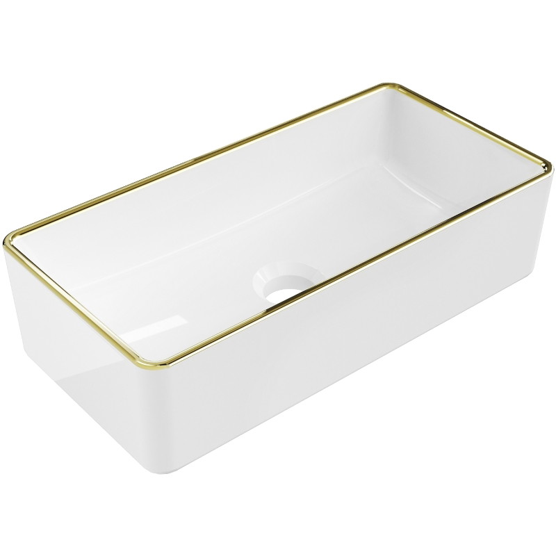 Mexen Nadia lavabo à poser 46 x 23 cm, blanc/or bordure - 21614605