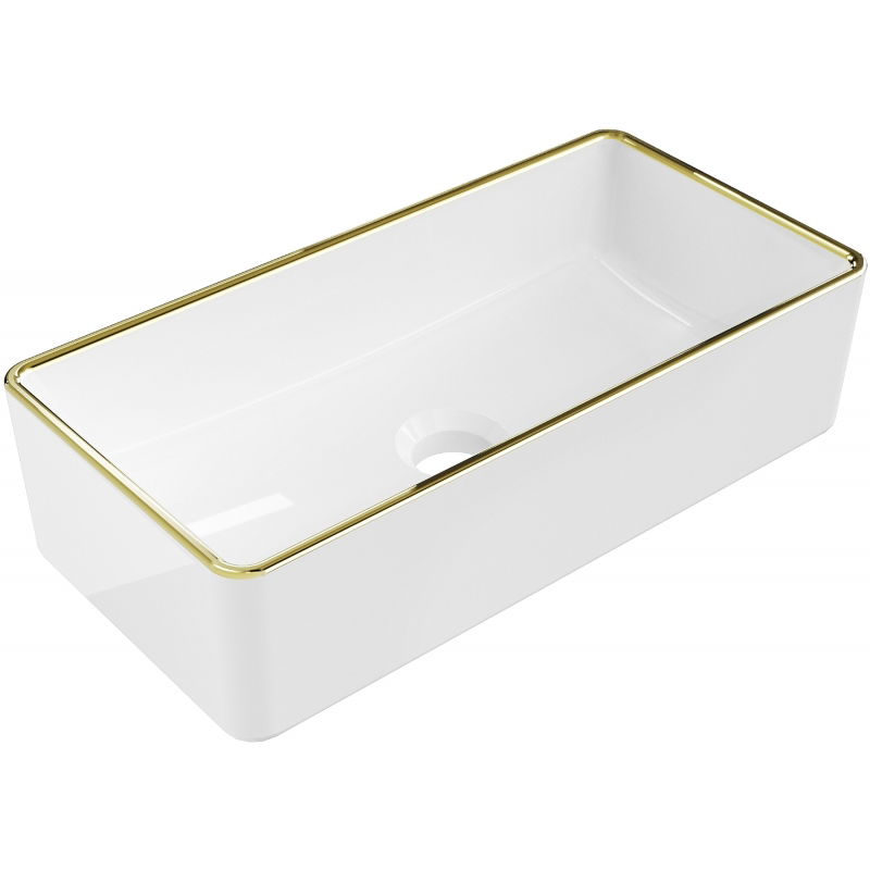 Mexen Nadia lavabo de comptoir 46 x 23 cm, blanche/bord en or - 21614605