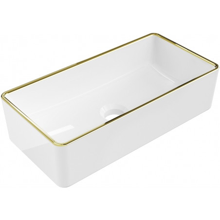 Mexen Nadia lavabo à poser 46 x 23 cm, blanc/contour doré - 21614605