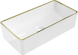 Mexen Nadia lavabo à poser 46 x 23 cm, blanc/or bordure - 21614605