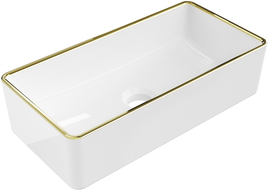 Mexen Nadia lavabo de comptoir 46 x 23 cm, blanche/bord en or - 21614605