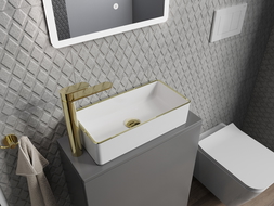 Mexen Nadia lavabo de comptoir 46 x 23 cm, blanche/bord en or - 21614605
