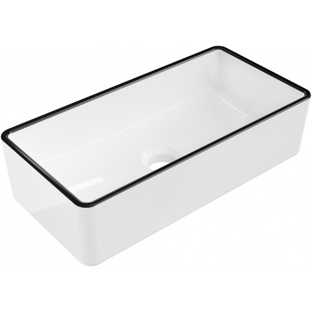 Mexen Nadia lavabo à poser 46 x 23 cm, bord blanc/noir - 21614607