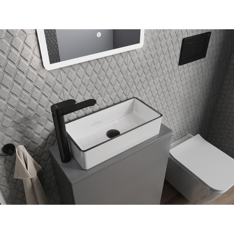 Mexen Nadia lavabo poser 46 x 23 cm, blanc/noir bord - 21614607