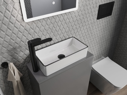 Mexen Nadia lavabo poser 46 x 23 cm, blanc/noir bord - 21614607