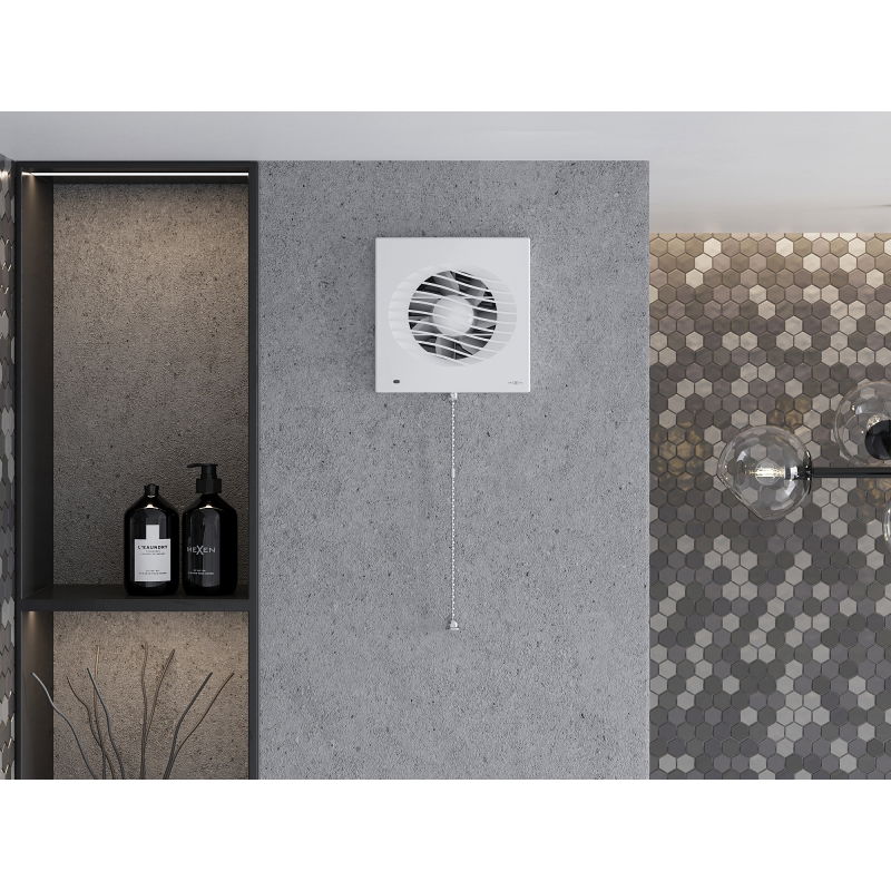 Mexen DXS 150 ventilateur de salle de bain, interrupteur à tirette, blanc - W9603-150K-00