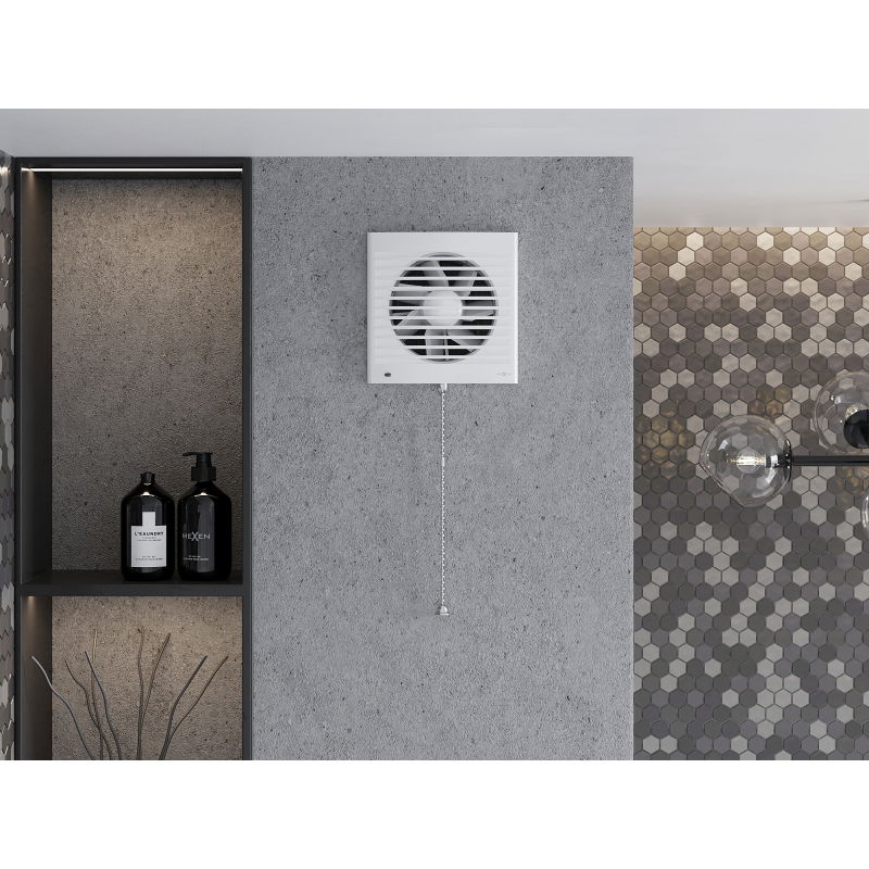 Mexen EXS 150 ventilateur de salle de bains, interrupteur à tirette, blanc - W9604-150K-00