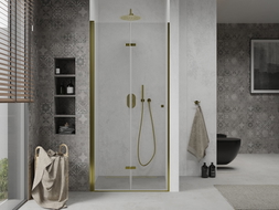 Mexen Lima portes de douche pliables 80 cm, transparentes, dorées - 856-080-000-50-00