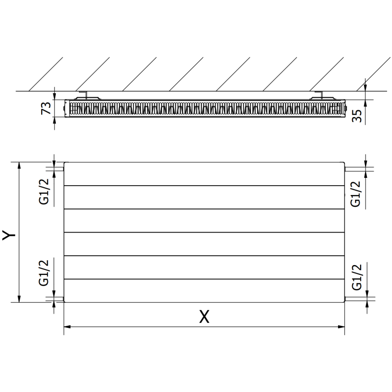Mexen Line CL21 radiateur à panneau 400 x 600 mm, raccordement latéral, 476 W, anthracite - W421L-040-060-66