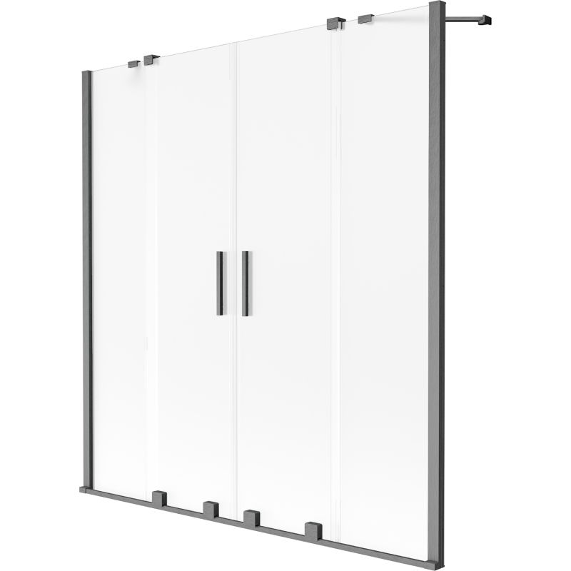 Mexen Velar Duo paroi de baignoire 2 volets coulissants 140 x 150 cm, dépoli, gun gray brossé - 896-140-000-32-66