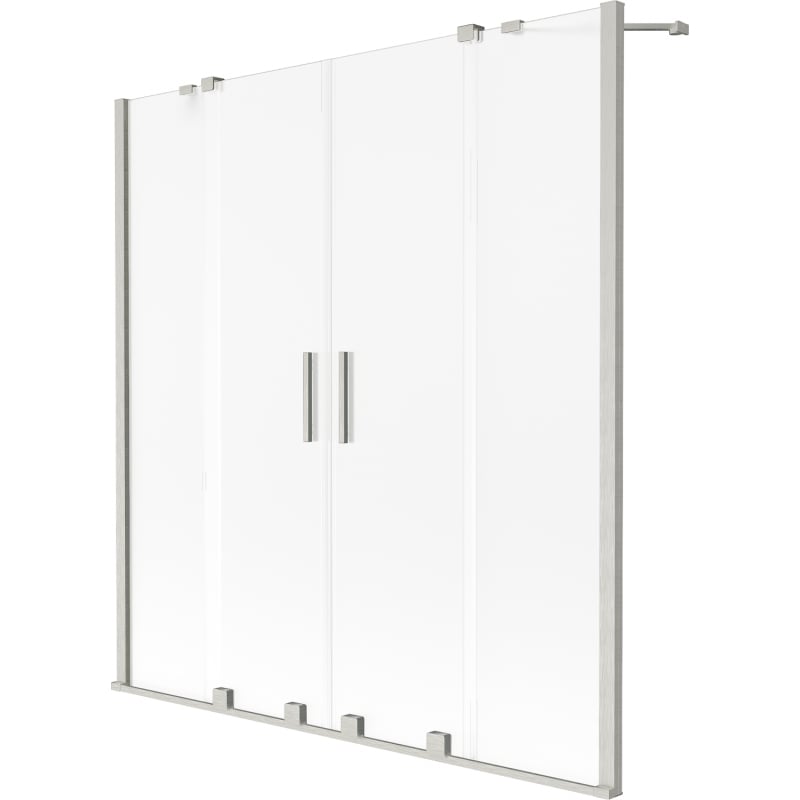 Mexen Velar Paravent de bain Duo à 2 volets coulissants 140 x 150 cm, givré, nickel brossé - 896-140-000-32-97