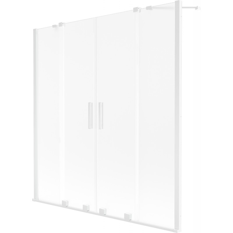 Mexen Velar Duo pare-douche pour baignoire à 2 ailes coulissantes 160 x 150 cm, givre, blanc - 896-160-000-32-20