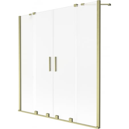 Mexen Velar Duo paroi de baignoire à deux volets coulissants 160 x 150 cm, givre, or brossé - 896-160-000-32-55