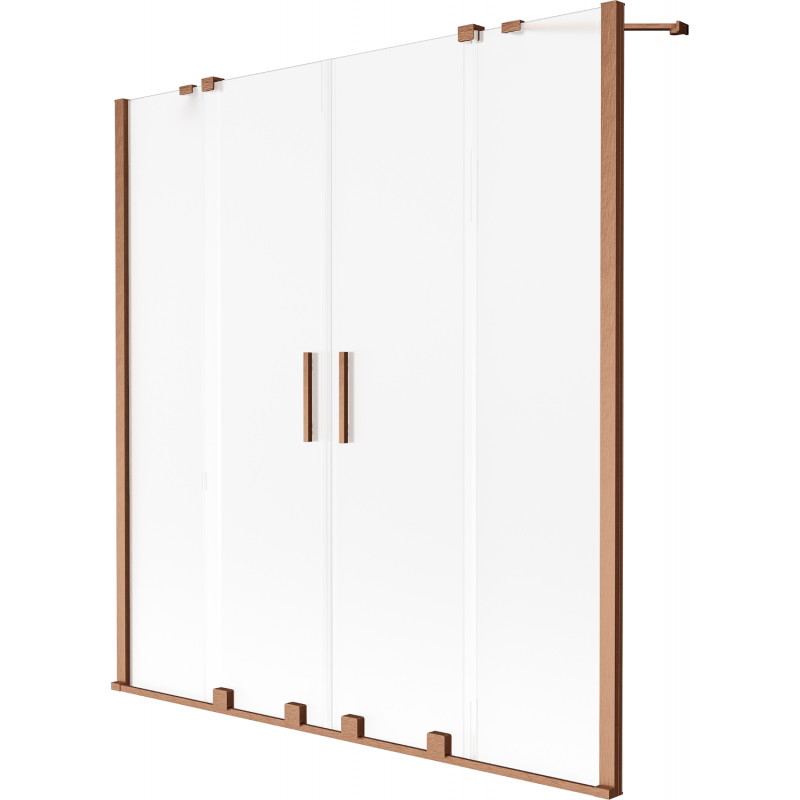 Mexen Velar Duo paroi de baignoire 2 volets coulissants 160 x 150 cm, givré, cuivre brossé - 896-160-000-32-65