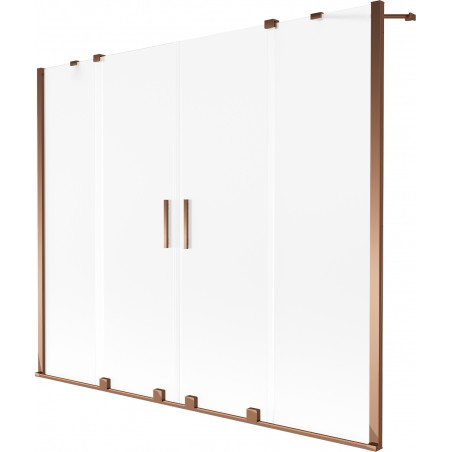 Mexen Velar Duo paroi de baignoire à 2 volets coulissante 170 x 150 cm, givré, or rose - 896-170-000-32-60