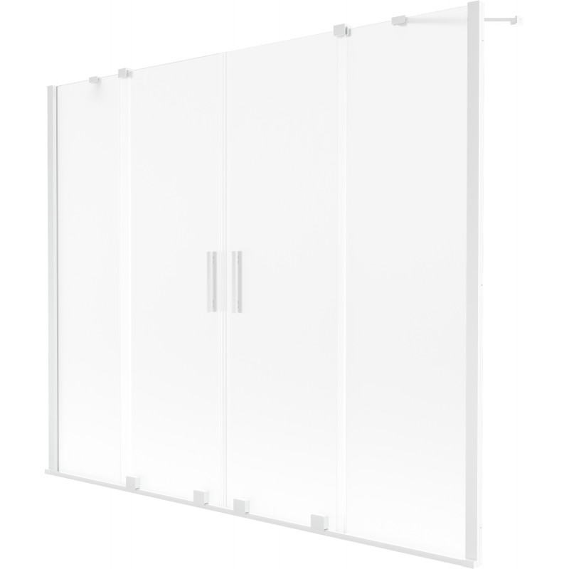 Mexen Velar Duo paroi de baignoire à 2 panneaux coulissants 190 x 150 cm, givré, blanc - 896-190-000-32-20