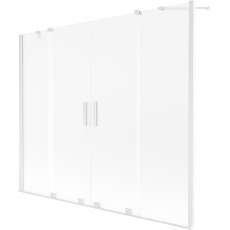 Mexen Velar Duo paroi de baignoire à 2 panneaux coulissants 190 x 150 cm, givré, blanc - 896-190-000-32-20