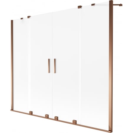 Mexen Velar Paravent de baignoire Duo à 2 portes coulissantes 190 x 150 cm, givre, or rose - 896-190-000-32-60