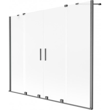 Mexen Velar Duo paroi de baignoire à 2 volets coulissants 190 x 150 cm, givré, gris canon brossé - 896-190-000-32-66