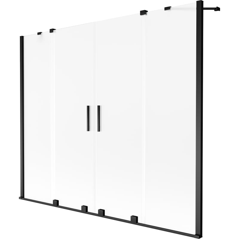 Mexen Velar Duo pare-douche de baignoire coulissant à 2 vantaux 190 x 150 cm, givré, noir - 896-190-000-32-70