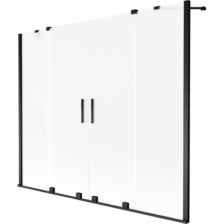 Mexen Velar Duo pare-douche de baignoire coulissant à 2 vantaux 190 x 150 cm, givré, noir - 896-190-000-32-70