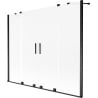 Mexen Velar Duo pare-douche de baignoire coulissant à 2 vantaux 190 x 150 cm, givré, noir - 896-190-000-32-70